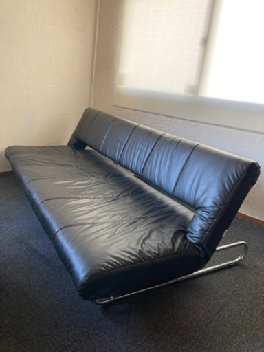ソファー　ベッド　黒　皮  中古
