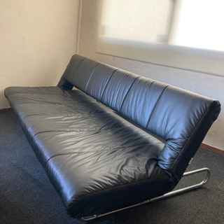 ソファー　ベッド　黒　皮  中古