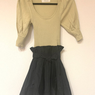 snidel ニット×タフタワンピース