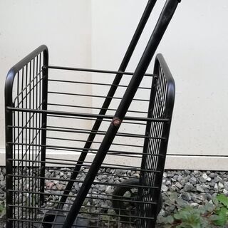 ◆キャリー カート ブラック メッシュ◇ 金属製 折り畳み 買い物 ショッピング レコードバッグ代わりにも◆の画像