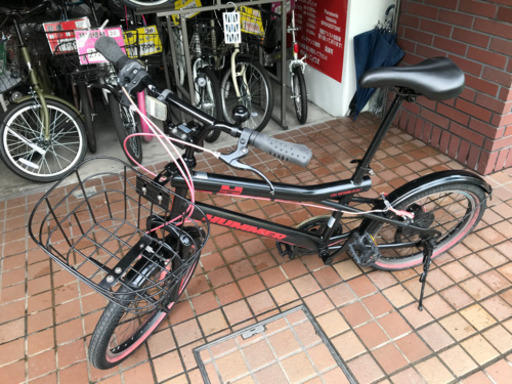 HUMMER20インチ　外装6段変速　かご付き自転車　ブラック