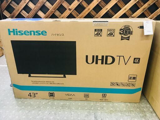 4 未開封 Hisenseハイセンス 43V型 4K液晶テレビ 43E6800  NEOエンジン搭載 Works with Alexa対応