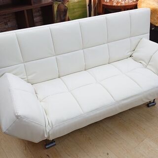 ☆ ソファーベッド レザー ホワイト☆180×90×85☆配達可能 買取