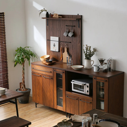 【値下げしました】【LOWYA】食器棚-タイプABセット-ブラウン（定価約6万円）