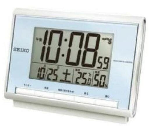 新品、目覚まし時計、アラーム、カレンダー、温度、湿度。
