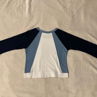 UNITED ARROWS購入品　7分袖トップス・ネイビー×水色×ホワイト切りかえの画像