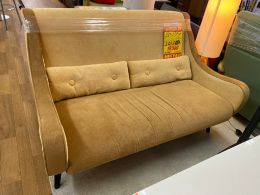 R070 おしゃれフランフラン2Pソファ布製 良品