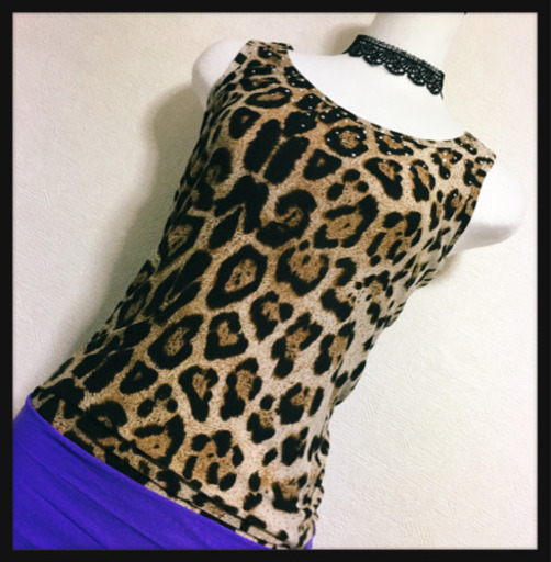 めーたん様[RASTARS&]レオパード柄 Y字 きらきらスタッズ タンクトップ ヒョウ柄