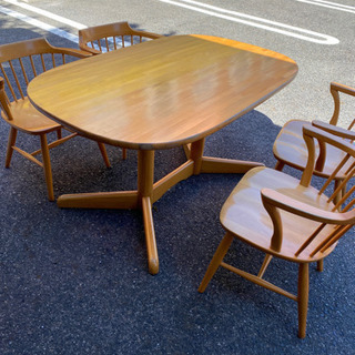 （10/16終了）飛騨家具 ダイニング5点セット キツツキマーク 12,000円