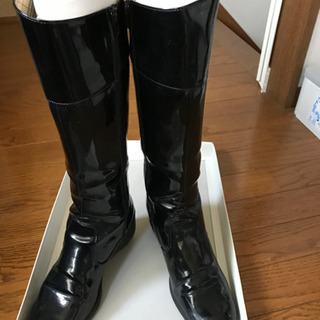 黒色レインロングブーツ