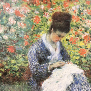 大きな絵画！◆クロード・モネ◆モネ夫人と子供 アートポスター 額装済 横88cm×縦69cmの画像