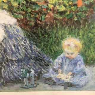 大きな絵画！◆クロード・モネ◆モネ夫人と子供 アートポスター 額装済 横88cm×縦69cmの画像