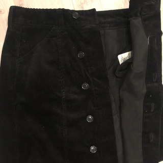 台形スカート コーデュロイスカート ブラック 膝丈 スカートの画像