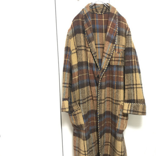 　チェックロングコート　着丈　122cm