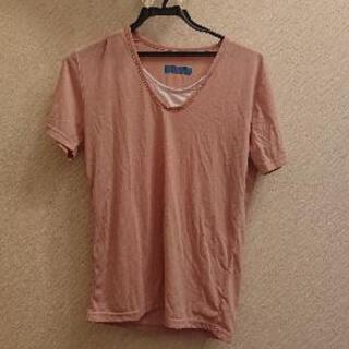 ピンク 重ね着風 Tシャツ