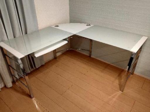（中古）ガラスPCデスク L型 CT-1040