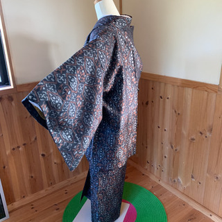 結城紬　アンサンブル　仕付け糸つき未使用の画像