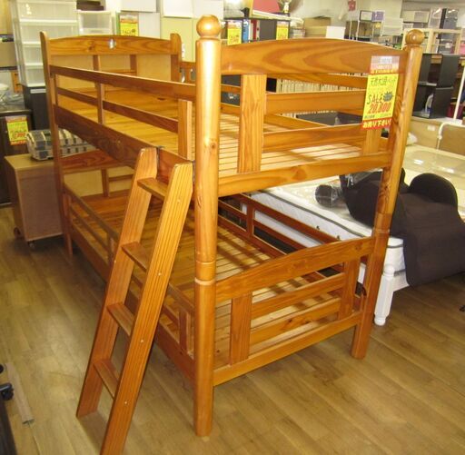 R076 木製２段ベッド 天然木 二段ベッド 良品