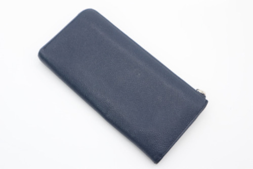 《BVLGARI/L字ファスナー 長財布》Bランク ネイビー ボルドー レザー