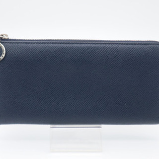 《BVLGARI/L字ファスナー 長財布》Bランク ネイビー ボ...