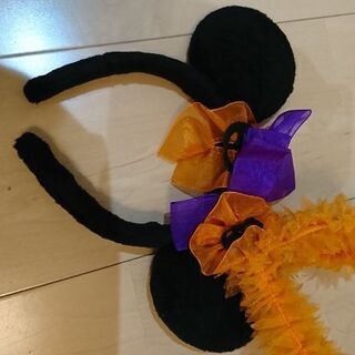 【値下げ】ミニーちゃんハロウィンドレス(キッズ)、カチューシャセットの画像