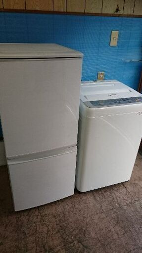 好評につき！！10月お買い得セット第一弾⑥！！シャープ　 SJ-D14C-W　2ドア冷凍冷蔵庫137L つけかえどっちもドア 2017年製・パナソニック NA-F50B10　5.0Kg 全自動洗濯機　2017年製　2点セット