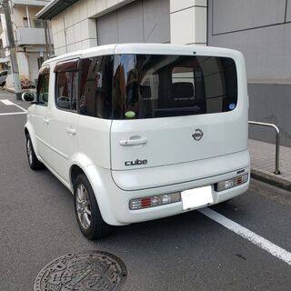 キューブ15Ｍ　Ｈ20最終モデル　車検3年1月　走行73000キロ　社外ナビ＆フルセグＴＶ　サブウーハー＆ツイータースピーカー　社外14ＡＷ　インテリキーの画像