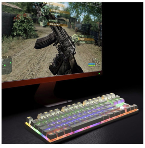 お譲り先決まりました。新品未使用、87キー メカニカルキーボード 青軸 ゲーミングキーボード 10パターン LED バックライトモード 有線