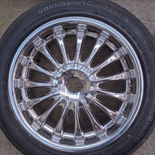 メッキ◆フィン　ホイール・タイヤ　セット7Jx17+45　100/114.3-5H　マルチ 215/50　トヨタ車使用の画像