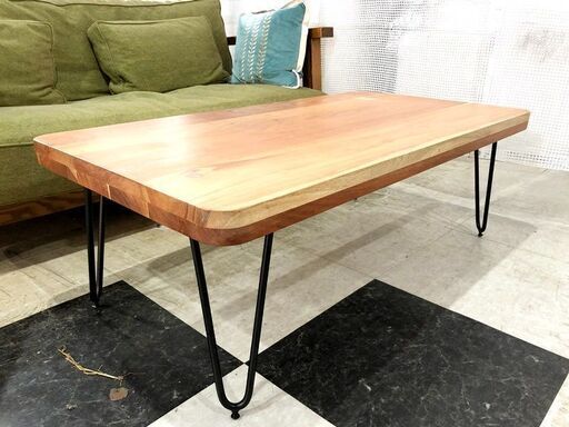 札幌近郊　送料無料！NOCE　ノーチェ　コーヒーテーブル　センターテーブール　北欧　アカシア天然木　アイアン脚　115×60×40cm