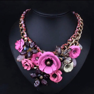 ネックレス　レディース　花　ピンク　華やか