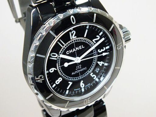 【苫小牧バナナ】極美品 CHANEL/シャネル J12 38mm H0685 AUTOMATIC セラミック ブラック 自動巻き/デイト/ギャラ付属 初期ブレス