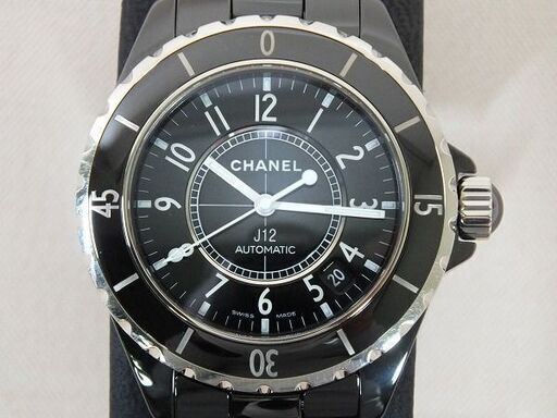 【苫小牧バナナ】極美品 CHANEL/シャネル J12 38mm H0685 AUTOMATIC セラミック ブラック 自動巻き/デイト/ギャラ付属 初期ブレス