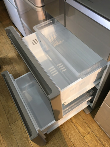 美品 2016年製 Panasonic 426L冷蔵庫 ガラス扉 クリスタルドア NR-E431GV-N ECONAVI エコナビ パ