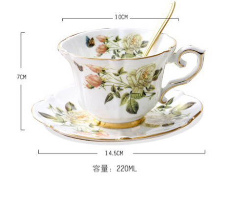 カップ&ソーサー ローズ×4客セット／超美品 桜の形のスーブン付き