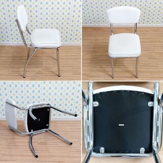 白い椅子 スチール脚チェアの画像