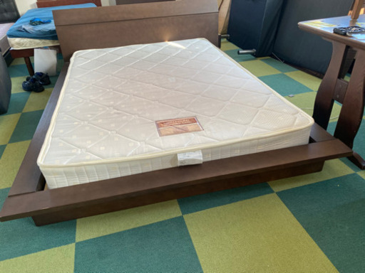 枠付き　ダブルベッド　中古　リサイクルショップ宮崎屋21.3.20