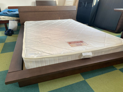 枠付き　ダブルベッド　中古　リサイクルショップ宮崎屋21.3.20