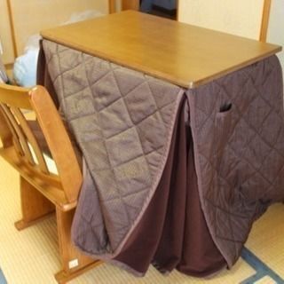 【終了】デスクこたつ・回転いす・こたつ布団セット（山善）の画像