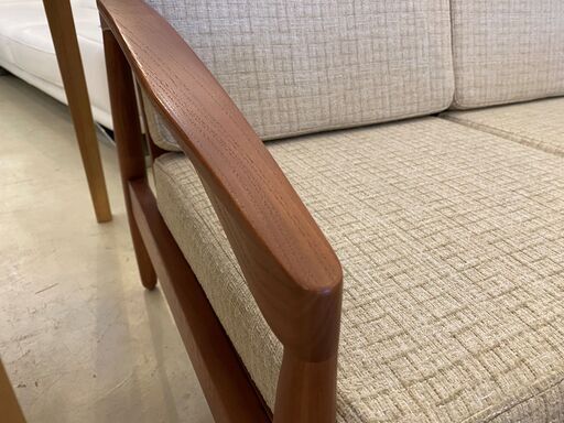 ソファ ベンチタイプ 2人掛け 2.0P 2シーター ホワイト系×茶 中古品