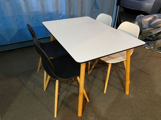 ダイニングテーブルセット テーブル チェア 5点セット ホワイト ブラック ナチュラル 中古品