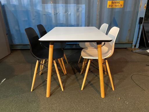 ダイニングテーブルセット テーブル チェア 5点セット ホワイト ブラック ナチュラル 中古品