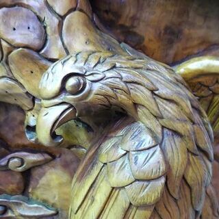 衝立 木彫り 2羽の鷹と松の木 高さ142cm オブジェ 置物 大型