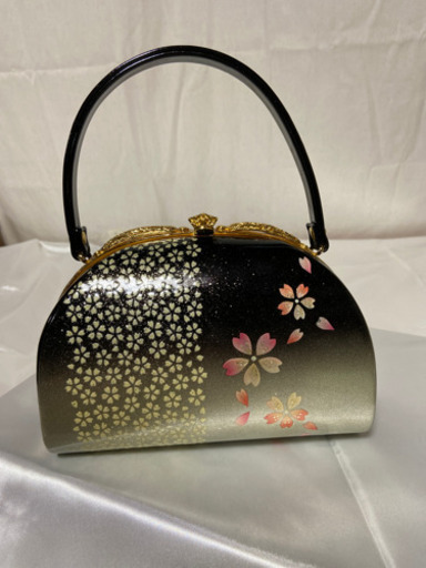 ?草履バッグセット?黒×シルバー?サクラ柄