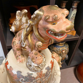 壺 骨董品 神楽焼 大壺 骨董品 ブロンズ色陶器の大きめの壺 神楽焼 大