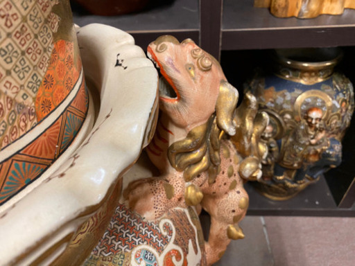 骨董品　獅子の耳付き大壺