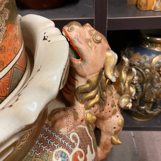 骨董品 獅子の耳付き大壺