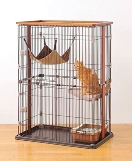 【良品値下げ！】猫用ケージ(トイレ・ハンモック付)