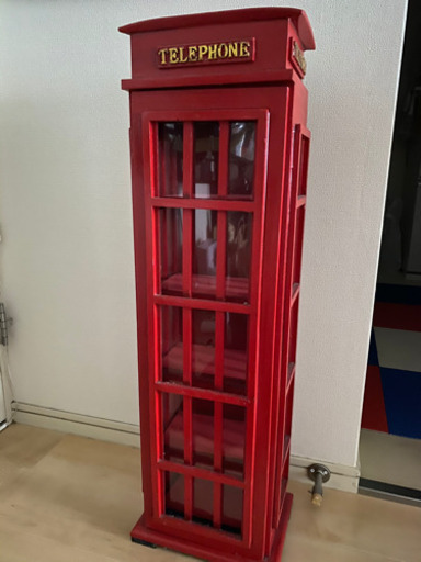 イギリス☆テレフォンボックス型ラック/棚　レッド