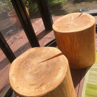丸太切株スツール（椅子）２個セットの画像